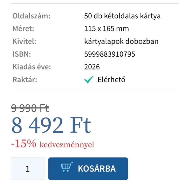 Termékadatok és ár