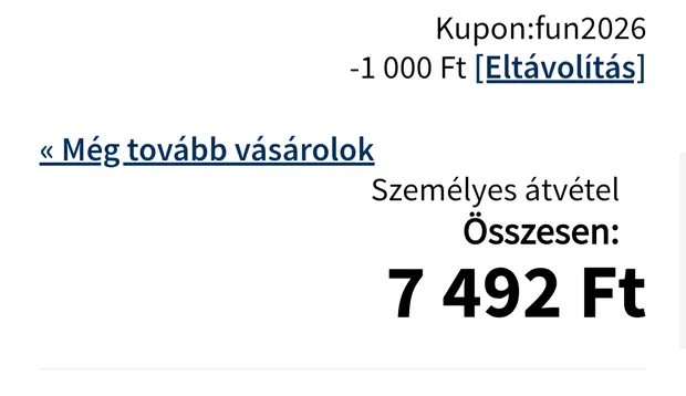Személyes átvétel — 7 492 Ft