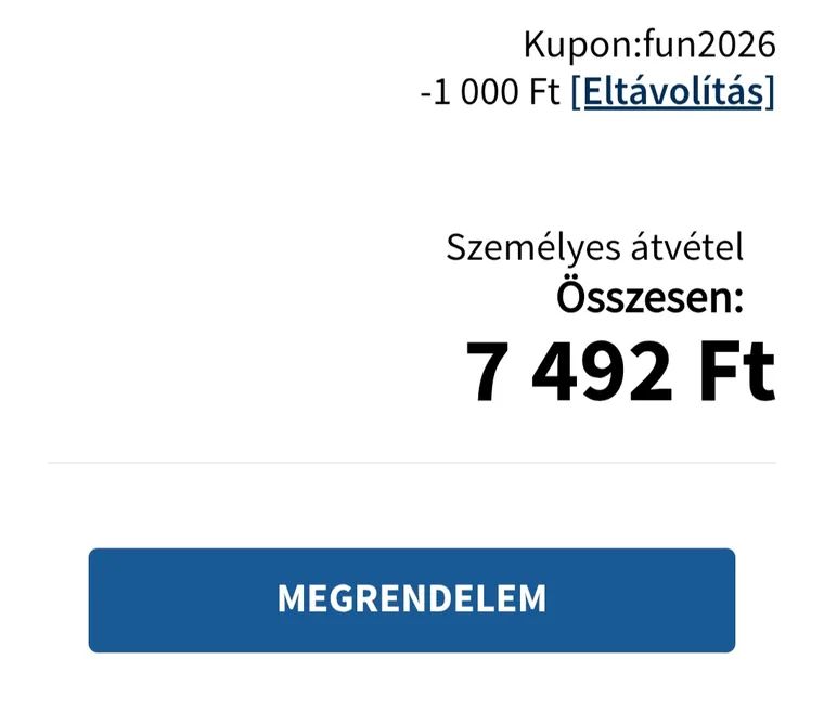 Megrendelés személyes átvétellel — 7 492 Ft