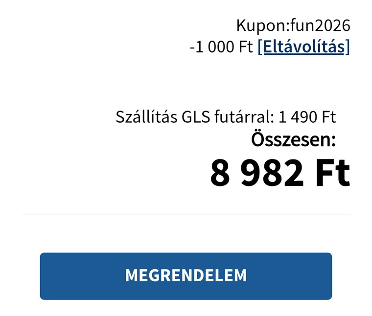 Megrendelés házhozszállítással — 8 982 Ft